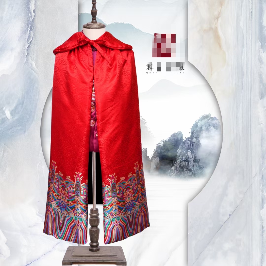 高档女士披风海水祥云