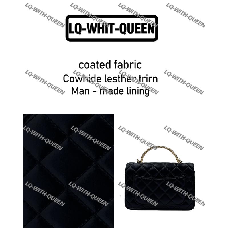 LQ-WITH-QUEEN真皮女包珍珠手提黑色