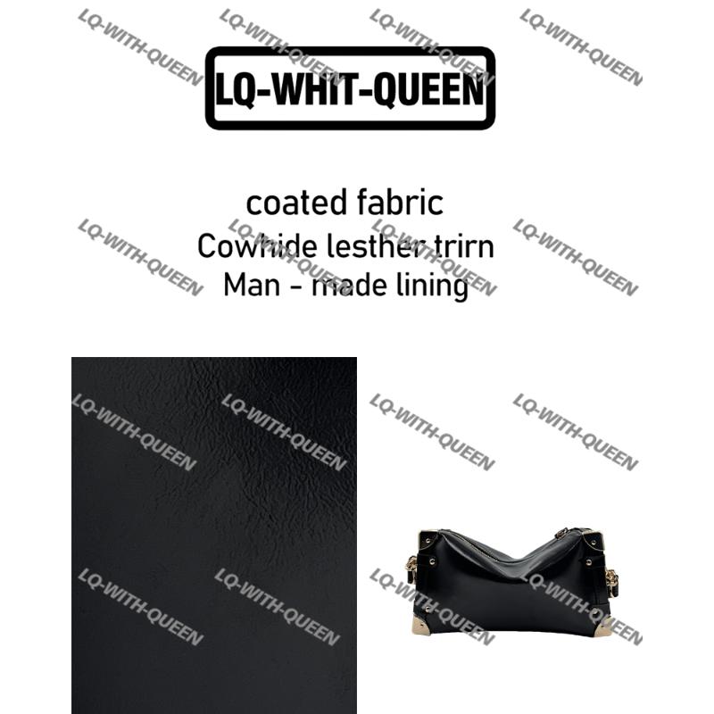 LQ-WITH-QUEEN真皮女包油蜡金角手提黑色