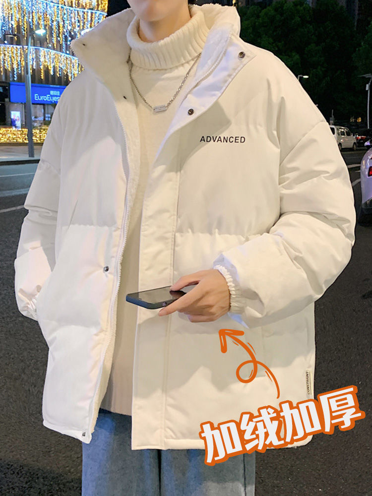鸭鸭羽绒服男士冬季潮牌加绒加厚面包服羽绒棉袄外套羊羔绒晋江棉
