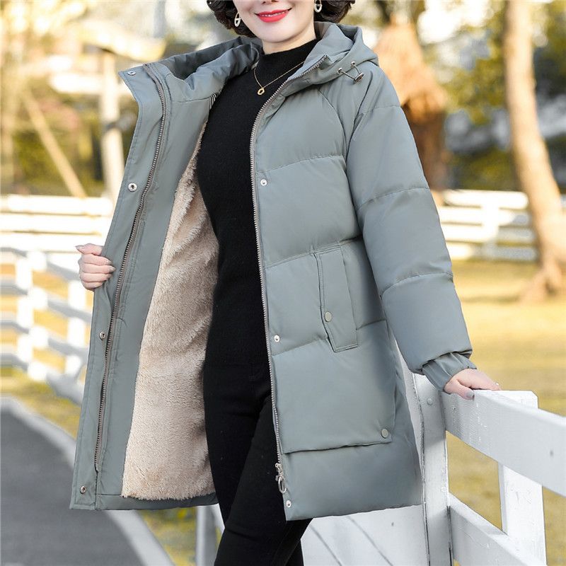 鸭鸭2022新款妈妈冬装羽绒羽绒服中老年棉衣外套加绒加厚中年女冬
