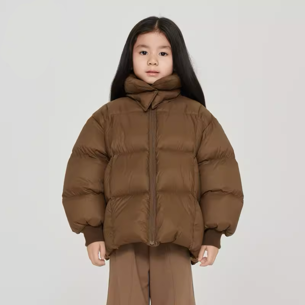 [琳琳童品]冬季2023新款男女童短款立领90白鸭绒保暖羽绒服QXB209