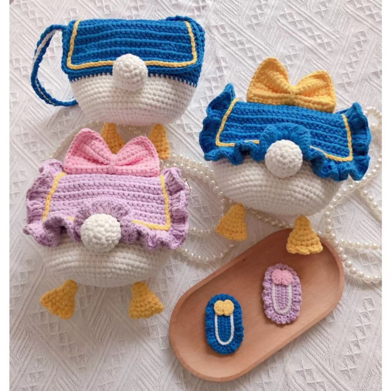 唐老鸭屁屁包黛西包手工毛线编织DIY材料包卡通斜跨单肩包便携