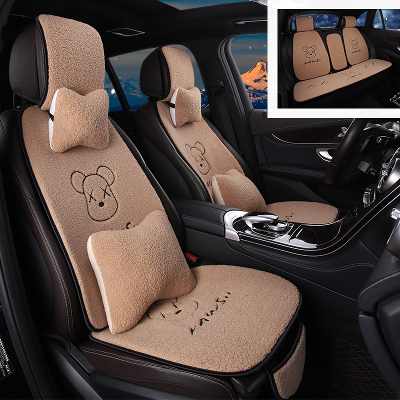 冬季羊羔毛汽车坐垫卡通可爱加厚毛绒车坐垫保暖颗粒绒防滑不掉毛