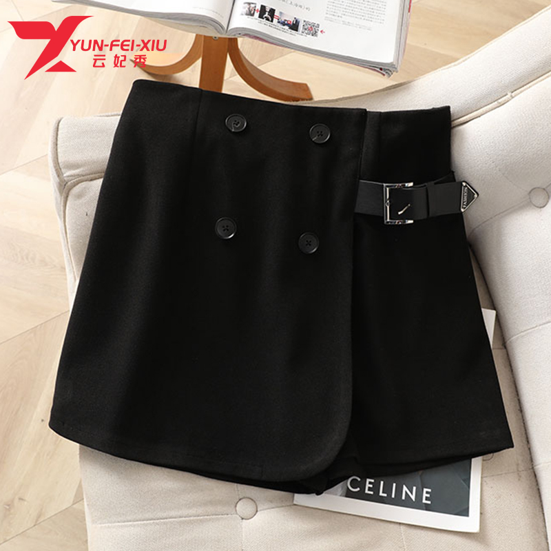 云妃秀A字大码女装短裤时尚休闲胖MM不规则裙裤高腰显瘦气质12093