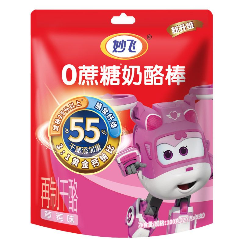 妙飞奶酪棒0蔗糖草莓味100g