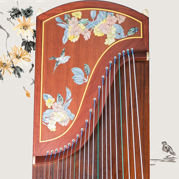 DunHuang/敦煌正品古筝考级舞台演奏筝通用实木娇花鸟吟专业乐器
