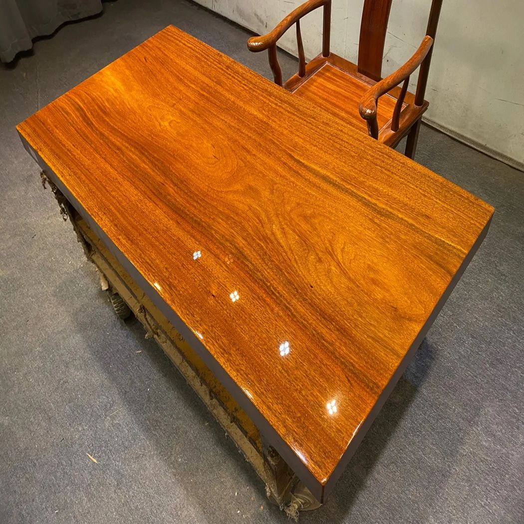 工厂可定制整木整板非洲绿心檀圆盘豆实木大板茶桌书桌办公桌餐桌