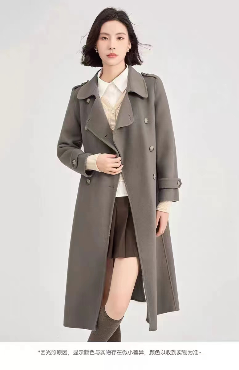 2015潮流女外套显瘦气质网红时尚百搭女士中长款双排扣
