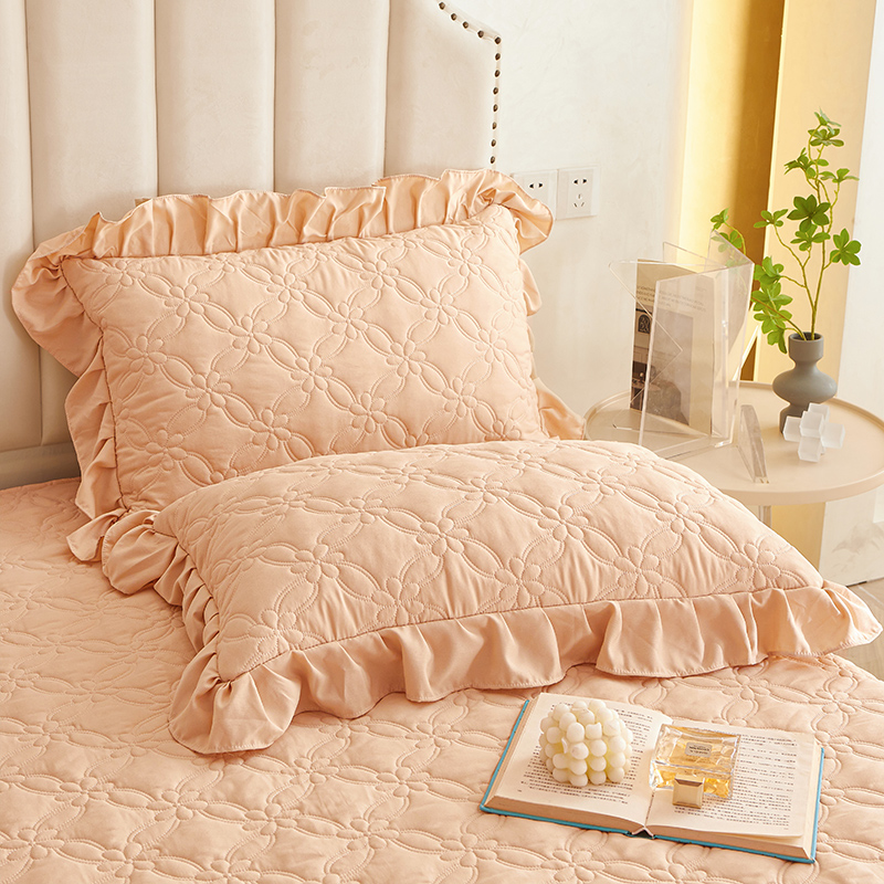 【小扬哥甄选】公主风纯色a类夹棉绗缝枕套加厚48x74cm成人枕皮花