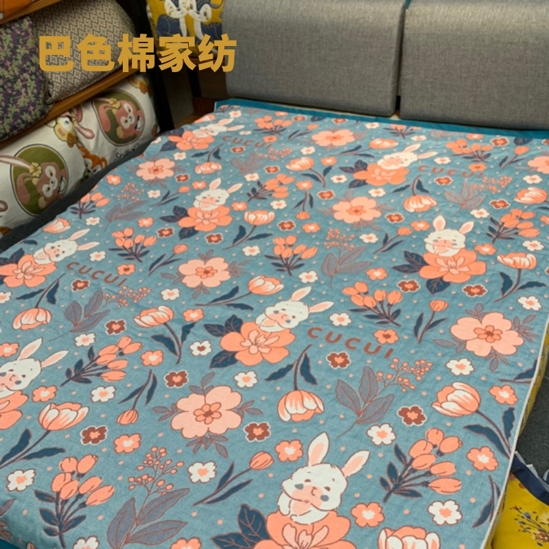 【蓝色小兔】单人150.200纱布盖毯床盖