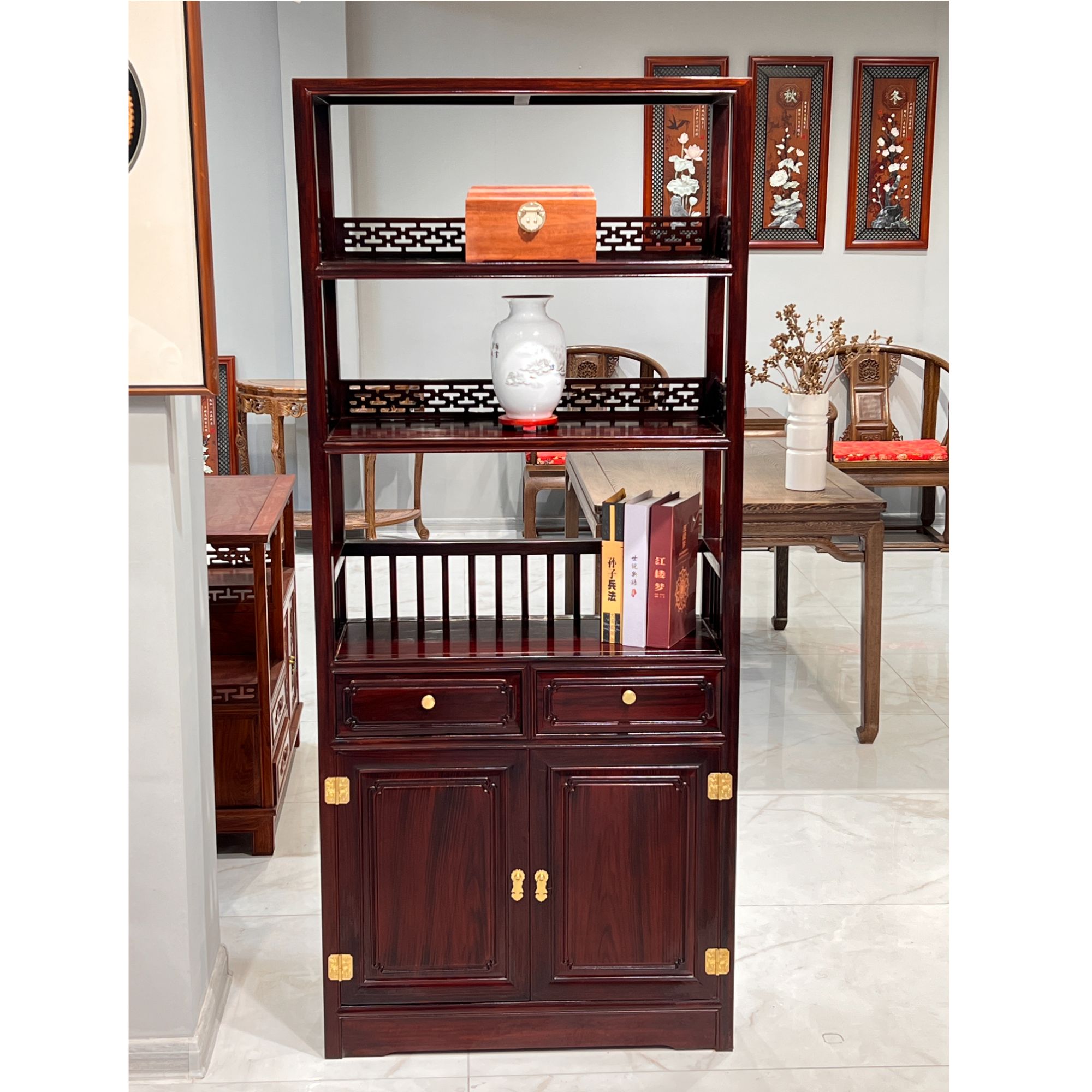 南美黑酸枝180大书架书柜博古架（尺寸78宽32高180）