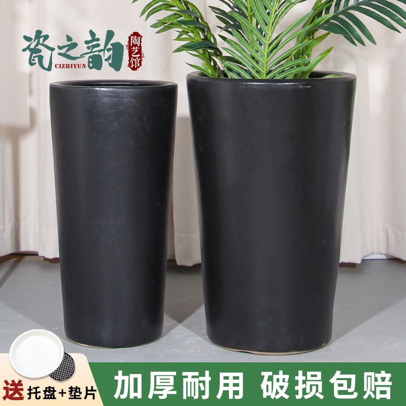 特大号花盆落地圆形直筒大口径室内室外别墅门口花盆幸福树