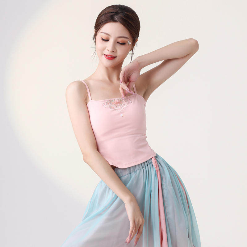 善然堂手工刺绣百搭舞蹈背心女中国现代舞内搭吊带古典舞练功服装