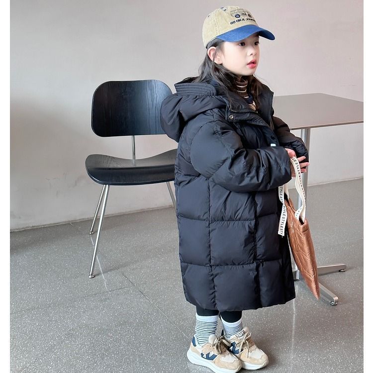 女童2023新款棉服中长款洋气棉衣加厚连帽冬装外套过膝棉袄潮