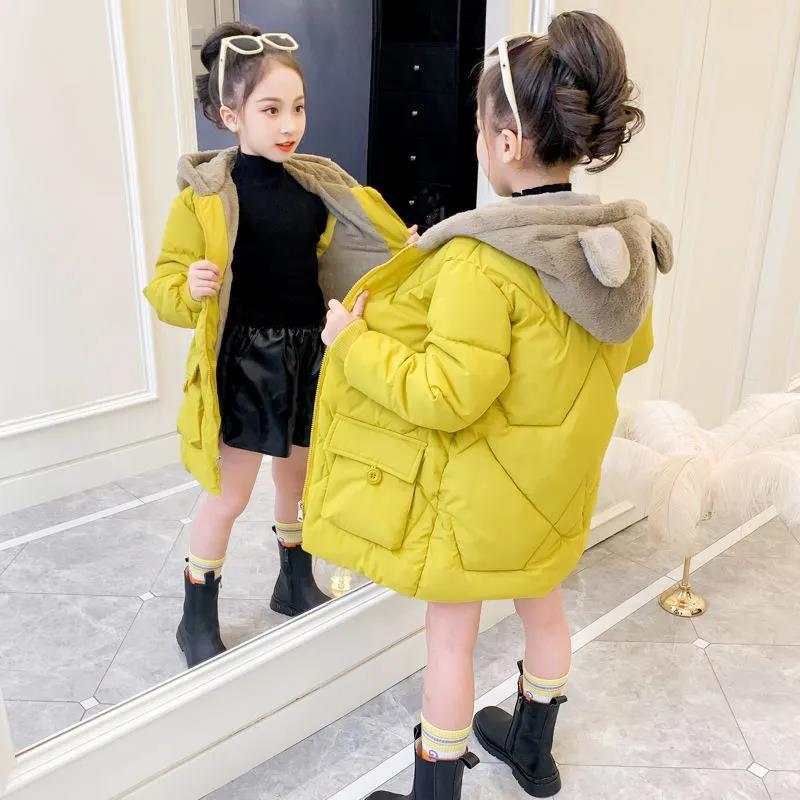 女童棉服加厚冬装2023新款儿童中大童棉衣可爱中长款洋气外套秋冬