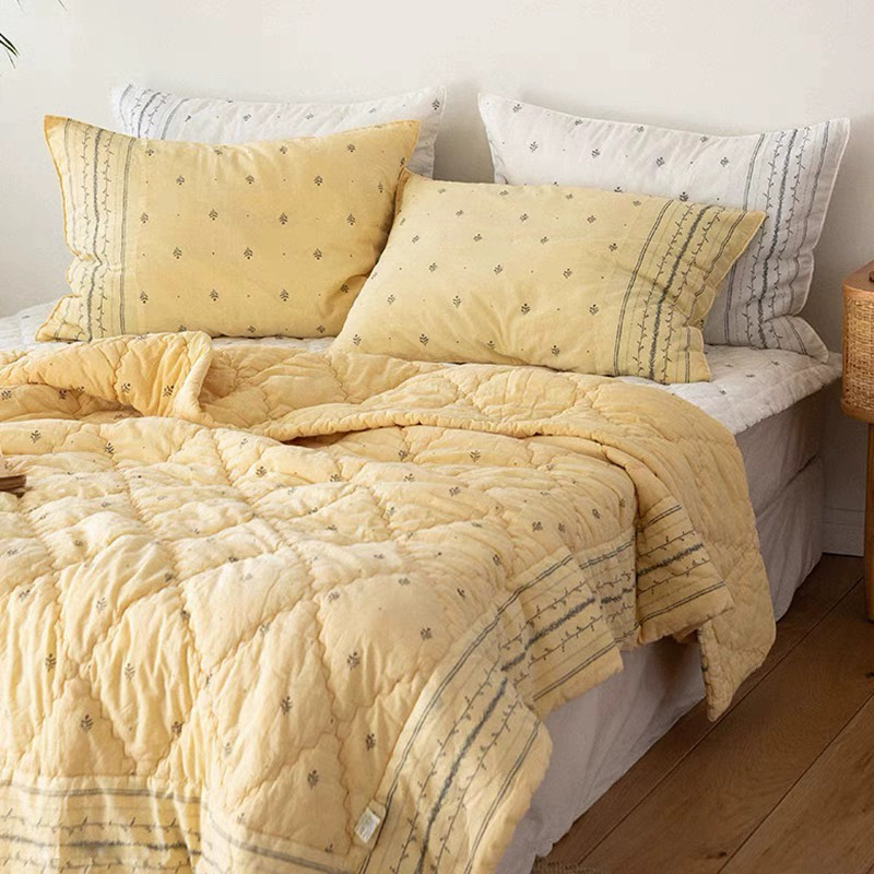 韩国60支细纱棉中厚被/暖气被 柔软透气夹棉机洗绗缝加厚一体被