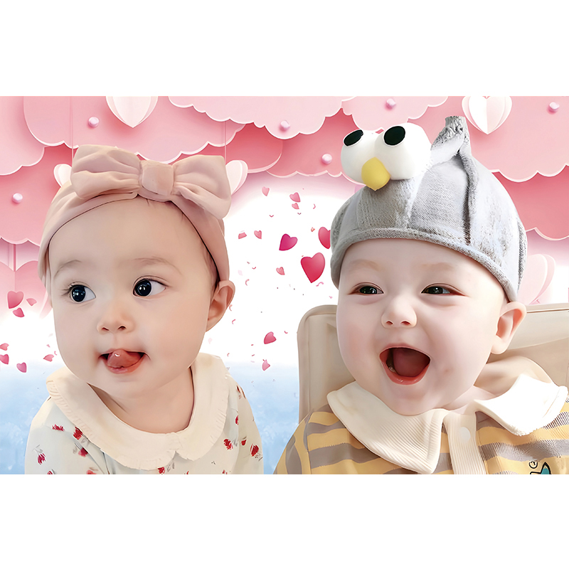 龙凤胎宝宝画照片海报墙贴求送子图片好助备孕可爱男女宝双胞胎画