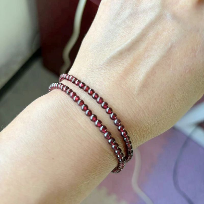 天然紫牙乌/石榴石酒红高品小米珠素串（未DIY）项链手串多用款