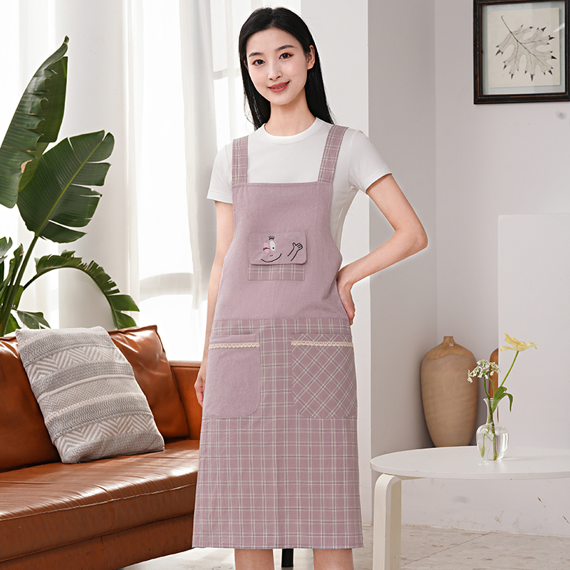 2024新款家用厨房无袖围裙防水防油防污纯棉成人围腰女士洋气