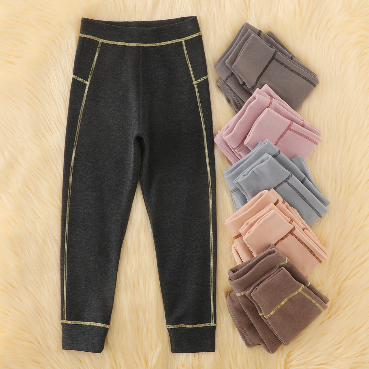 德绒儿童保暖裤男童女童打底裤中学生大童加绒秋裤宝宝绒裤内穿