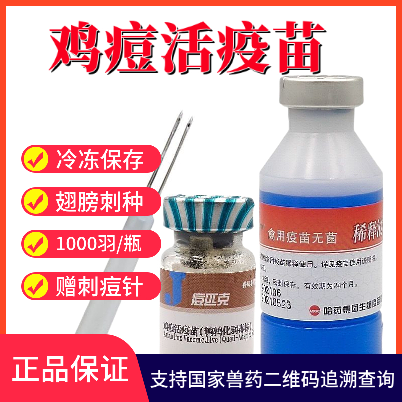 哈药鸡痘活疫苗 鸡疫苗禽用疫苗 哈药集团 鸽痘鸡用兽用禽用