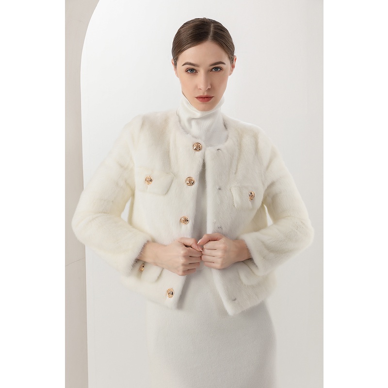 皮草2025年新款外套进口貂皮大衣女时尚整貂短款白色水貂年轻款冬