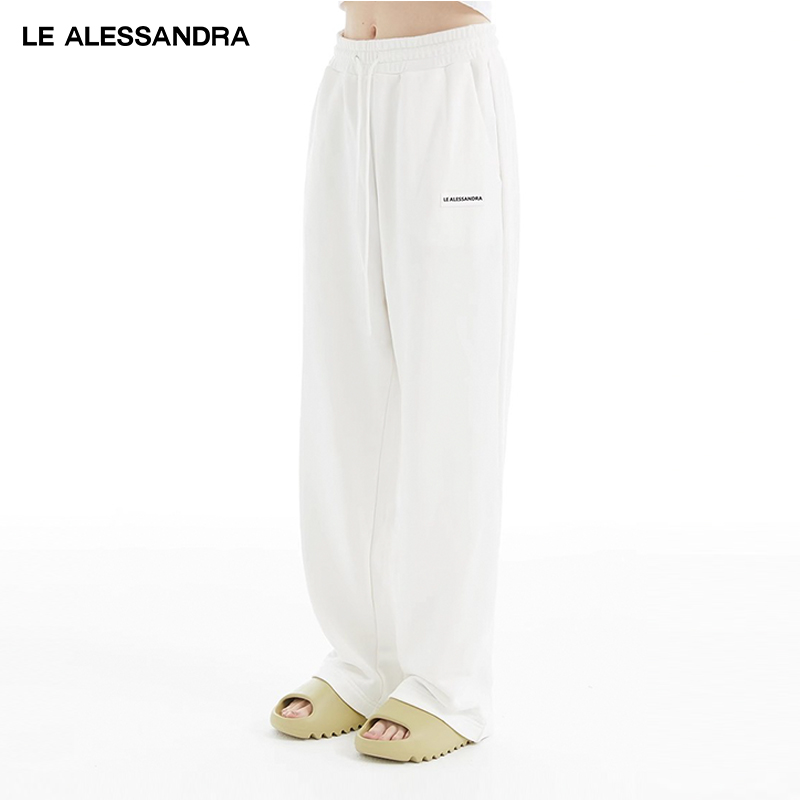 品牌直营 LE ALESSANDRA宽松直筒卫裤女春季新款休闲百搭长裤