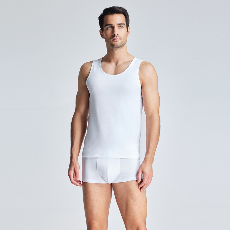 爱慕24S百分百棉跨栏运动无袖背心圆领上衣男士透气打底NS11L191