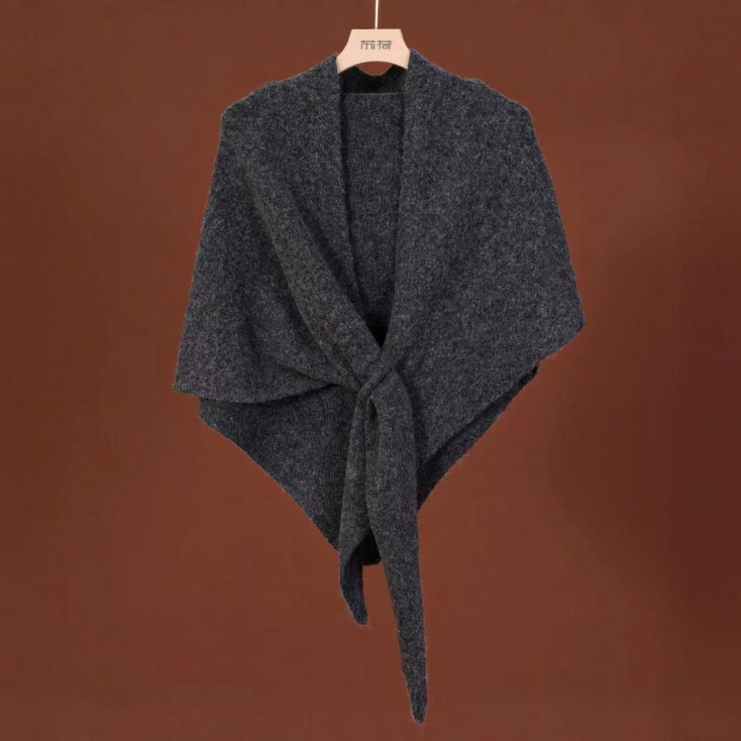 2025秋冬新款羊毛混纺三角披肩女冬季简约时尚百搭纯色围巾保暖