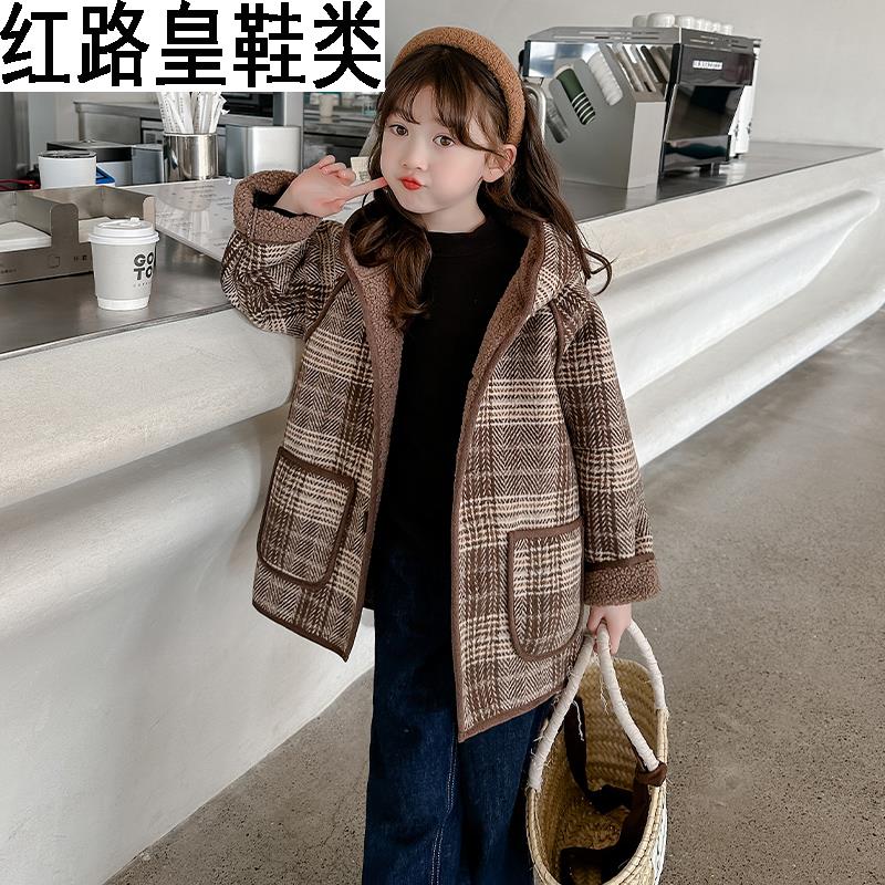 女童外套秋冬款2023新款中大童加厚宝宝小女孩洋气儿童毛呢子大衣