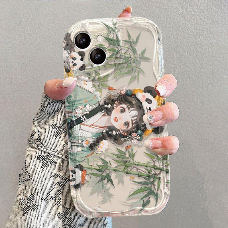 熊猫女孩苹果15手机壳iPhone14promax水滴7/8plus创意13/12/11/xr