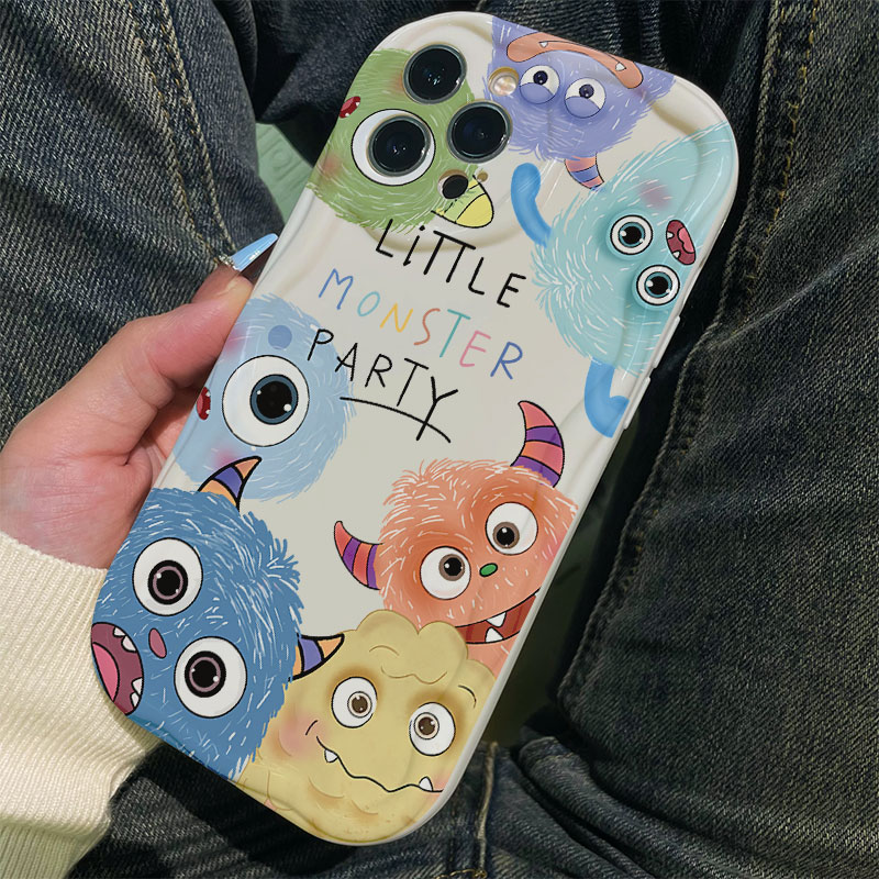 毛绒怪兽苹果15手机壳iPhone14promax新7/8plus水滴13/12/11/xr/6