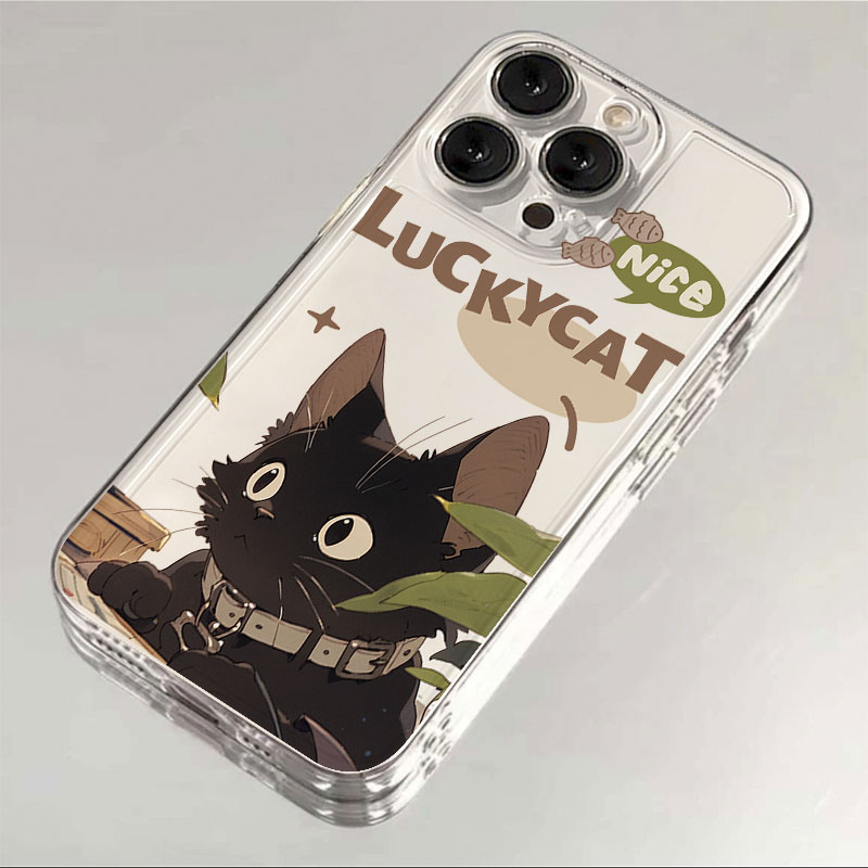 幸运黑猫苹果15手机壳iPhone14promax个性7/8plus创意13/12/11/xr