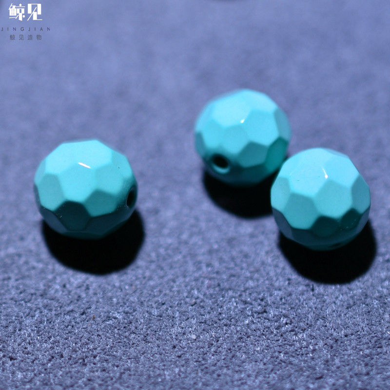 鲸见仿松石无相圆珠散珠盘玩变色雕刻百香星月DIY国风配饰配珠