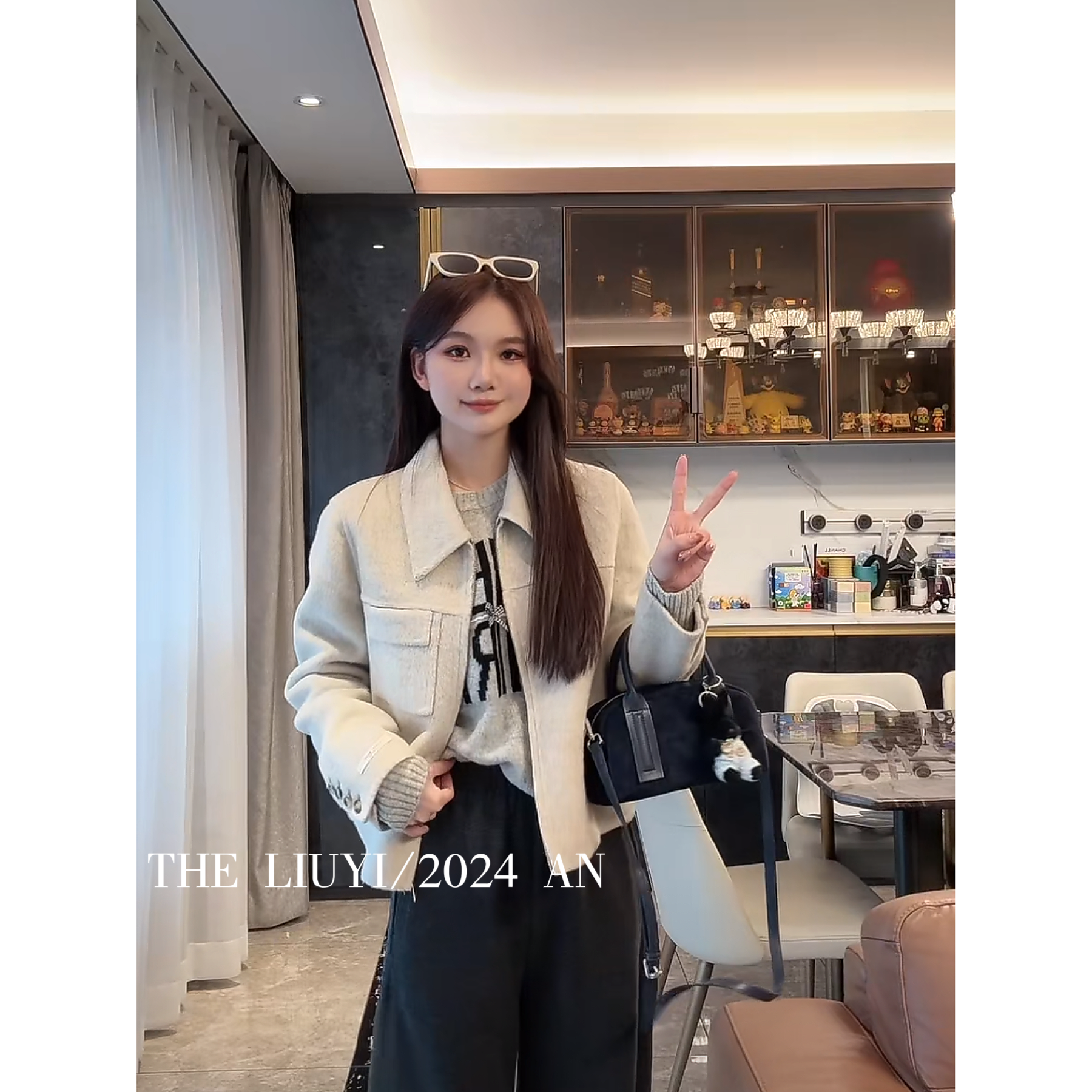 【LIUYI】安东尼~2024新款羊毛混纺双面呢大衣外套49108