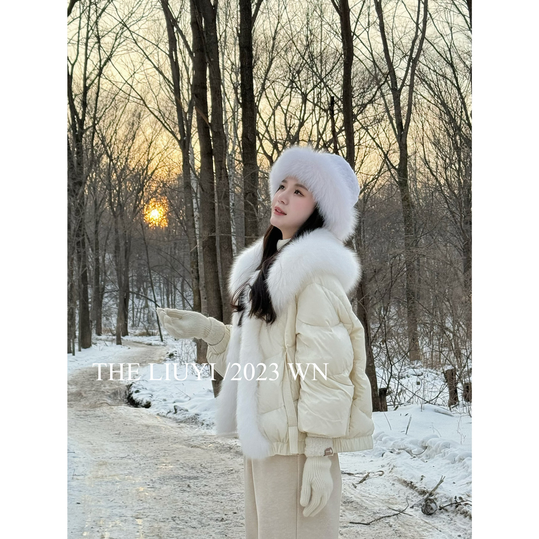 【LIUYI】白雪~90白鸭绒狐狸毛冬款保暖羽绒服外套312081
