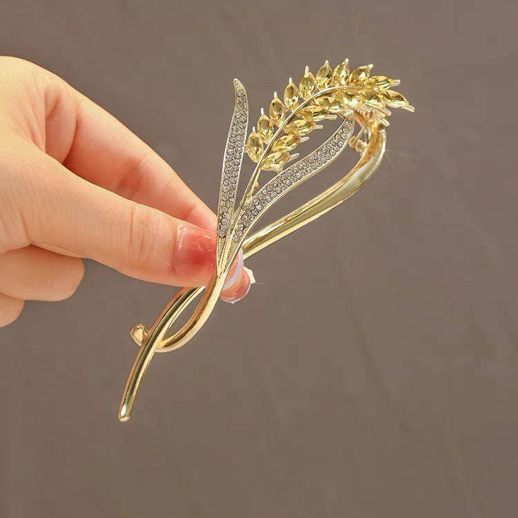 2022年新款小麦穗气质扭扭夹头饰后脑勺抓夹高J感小众设计发夹女