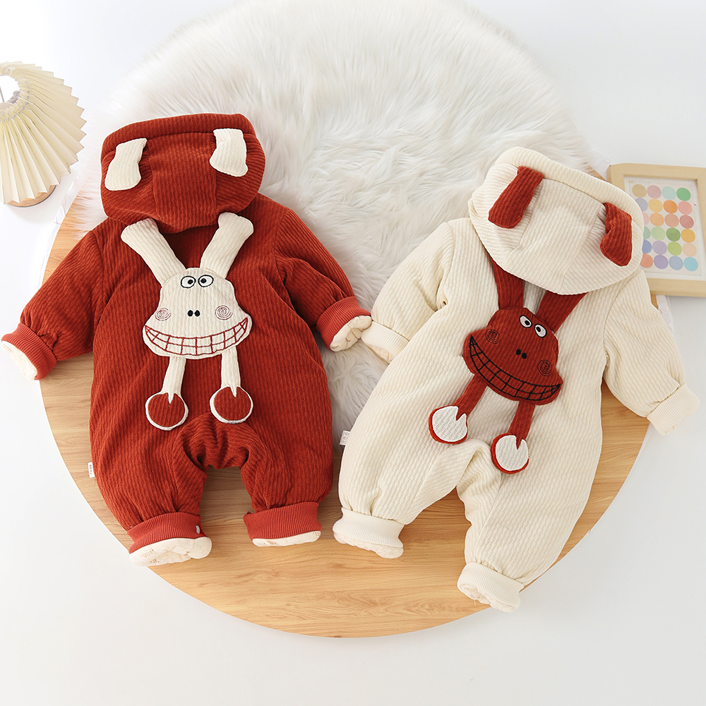 新生儿加棉加厚外出服男女宝宝冬款棉服哈衣爬服连体衣外穿厚实