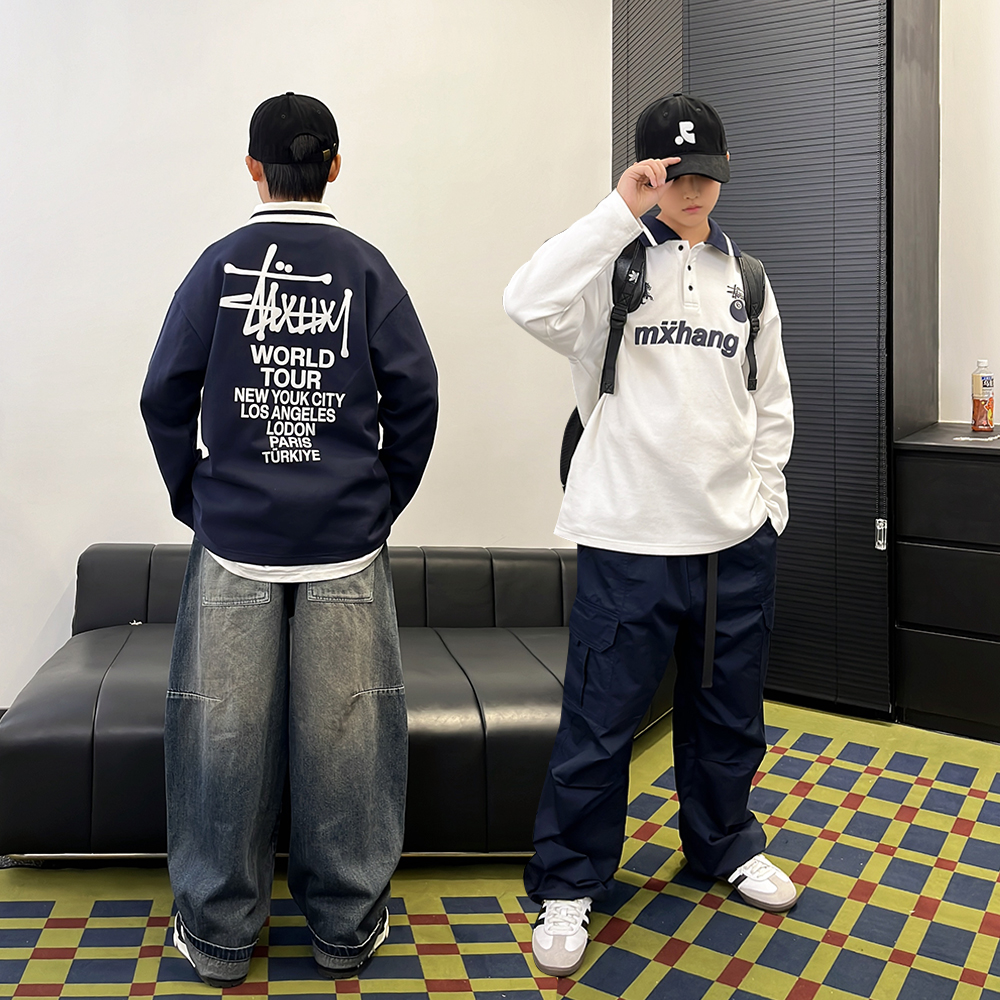 WY7117小赖家青少年卫衣2024春秋款痞帅宽松字母印花中大童上衣潮