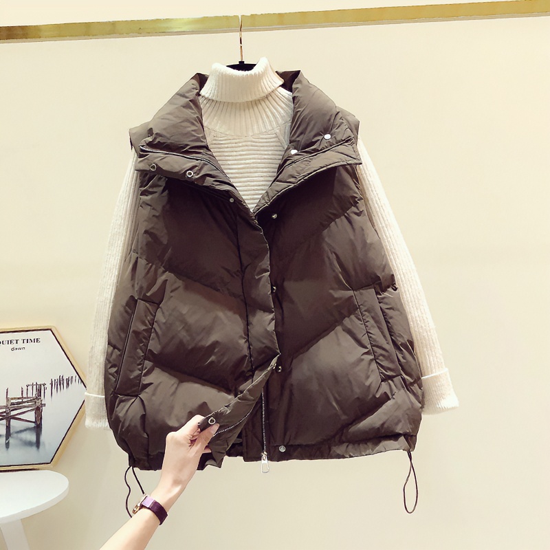 韩版百搭棉马甲女坎肩2025秋冬季新款洋气立领宽松侧口袋休闲上衣