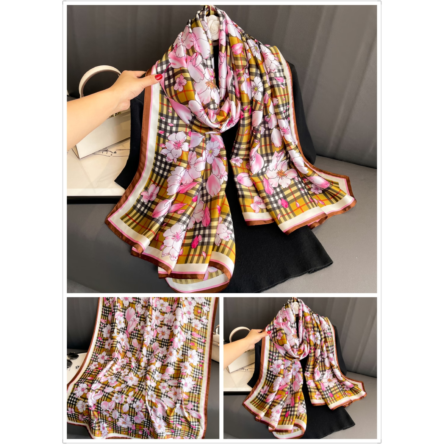 100新款百搭杭州丝绸丝巾90*180#3287