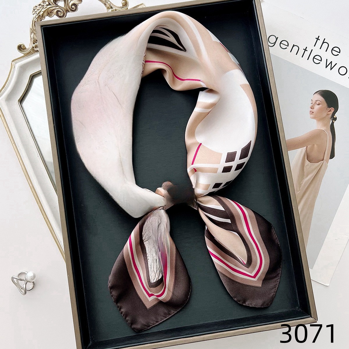 100新款百搭杭州丝绸丝巾70*70#3071