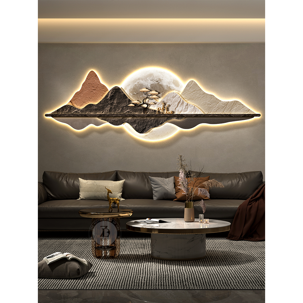 背有靠山客厅装饰画现代轻奢沙发背景墙壁画高级感大气寓意好挂画