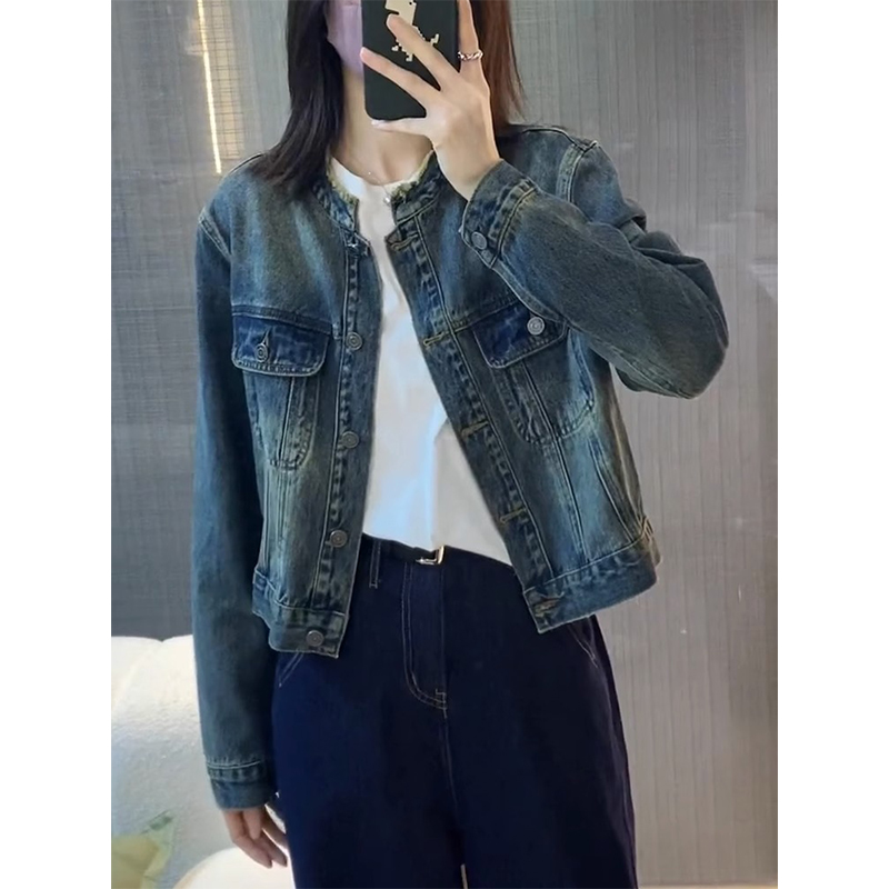 （41）短款外套女生春秋新款韩版宽松小个子百搭复古网红上衣ins