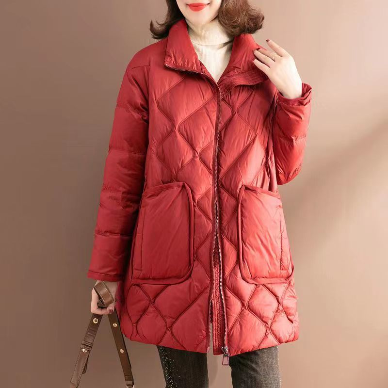 羽绒服女冬季2023新款立领韩版中长款宽松大码外套