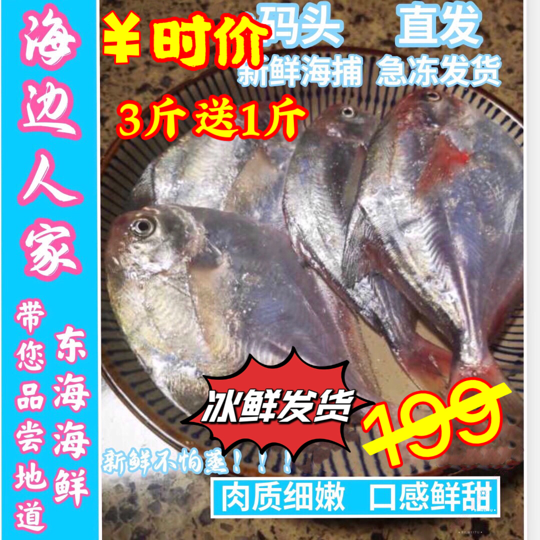 浙江舟山野生拖网银鲳鱼4斤（4条/斤）急冻或冰鲜发货