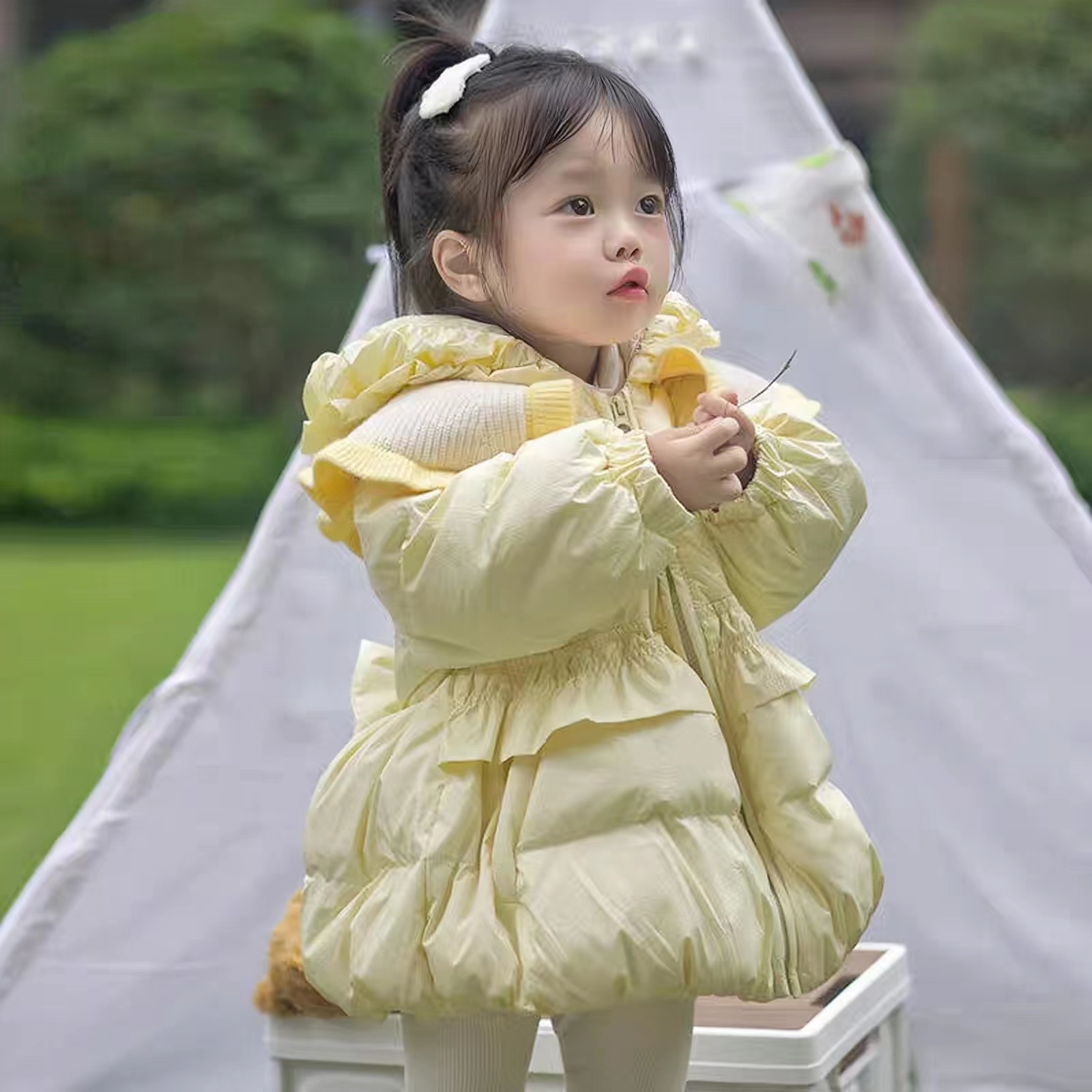 儿童2023冬季新款连帽羽绒服宝宝可爱保暖洋气儿童中长款羽绒服