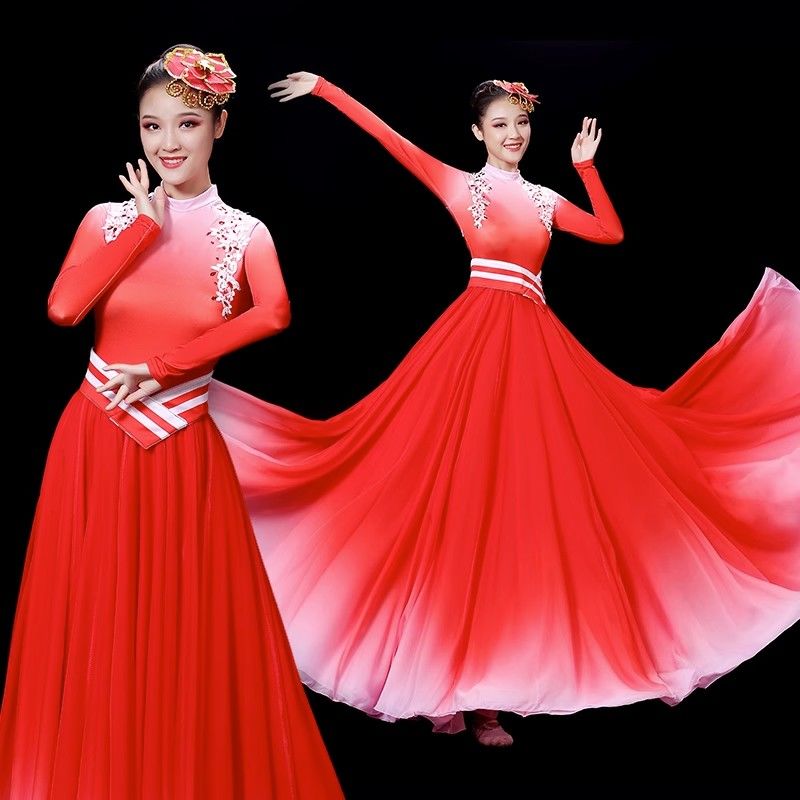 开场舞大摆裙女大气夏辉舞蹈灯火里的中国飘逸古典舞演出服装长裙