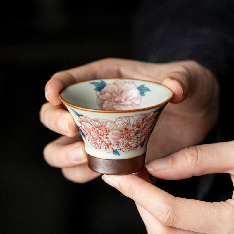 赞朴汝窑陶瓷茶杯主人杯小个锥形杯芙蓉花沐言杯中式复古中国风
